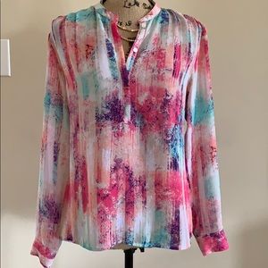 Watercolor Sheer Blouse Small